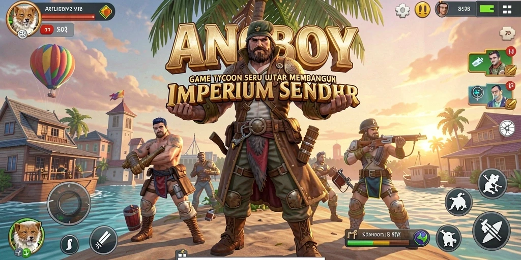 Tangkapan layar gameplay ANOBOY menampilkan momen seru saat membangun bisnis Tycoon.