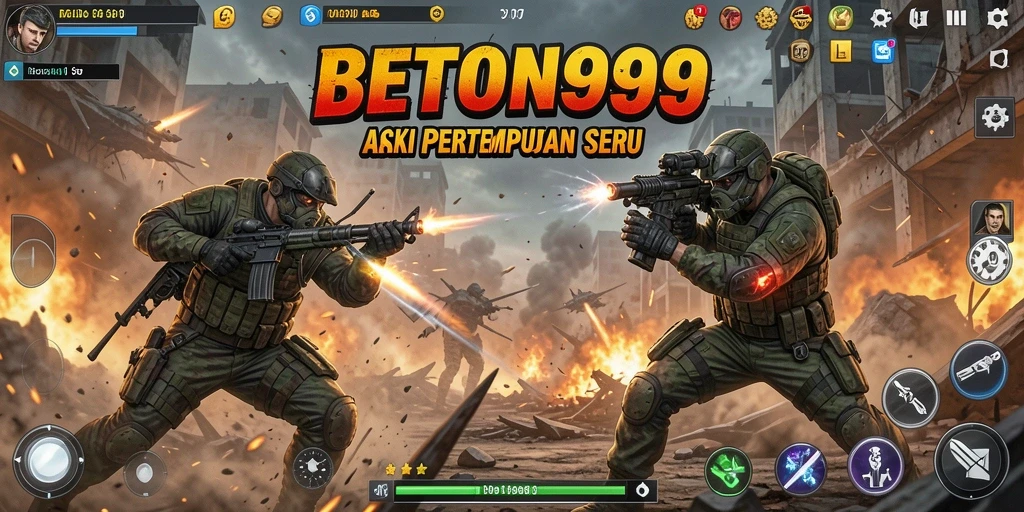 Tangkapan layar utama BETON999 menampilkan pertempuran yang epik dan dramatis.