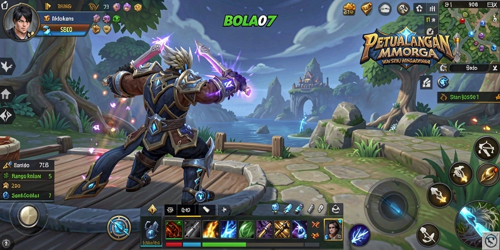 Screenshot gameplay BOLA07 yang menampilkan pertarungan mendebarkan.