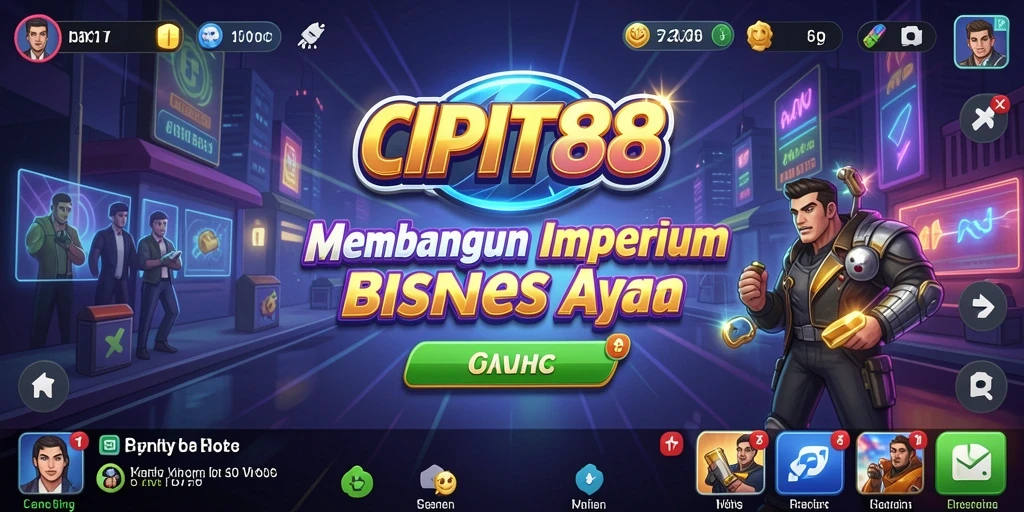 Screenshot utama CIPIT88 menampilkan aksi membangun bisnis Tycoon.