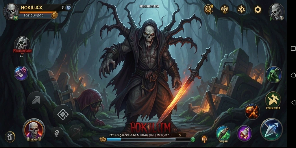 Screenshot gameplay HOKILUCK menampilkan suasana kegelapan yang menegangkan.
