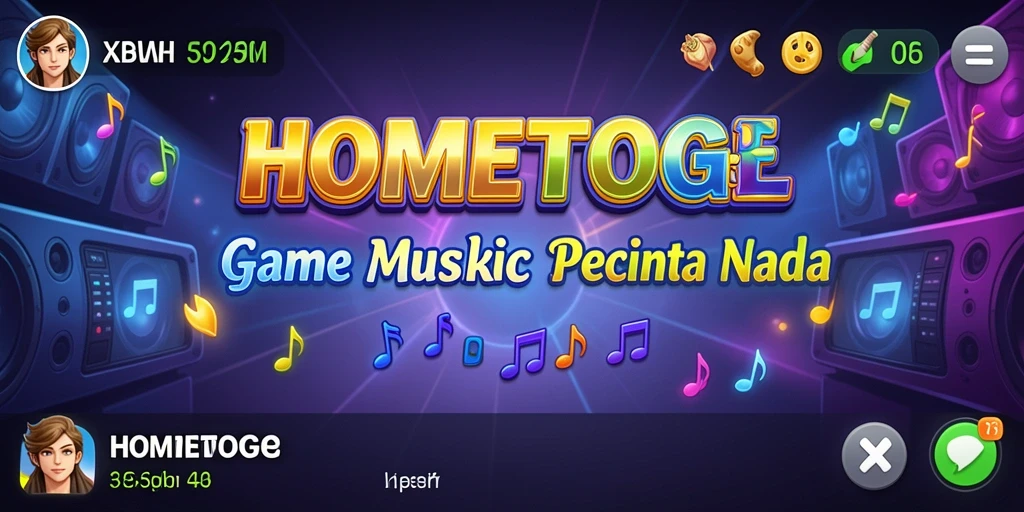 Tampilan gameplay HOMETOGEL dengan berbagai pilihan lagu musik.