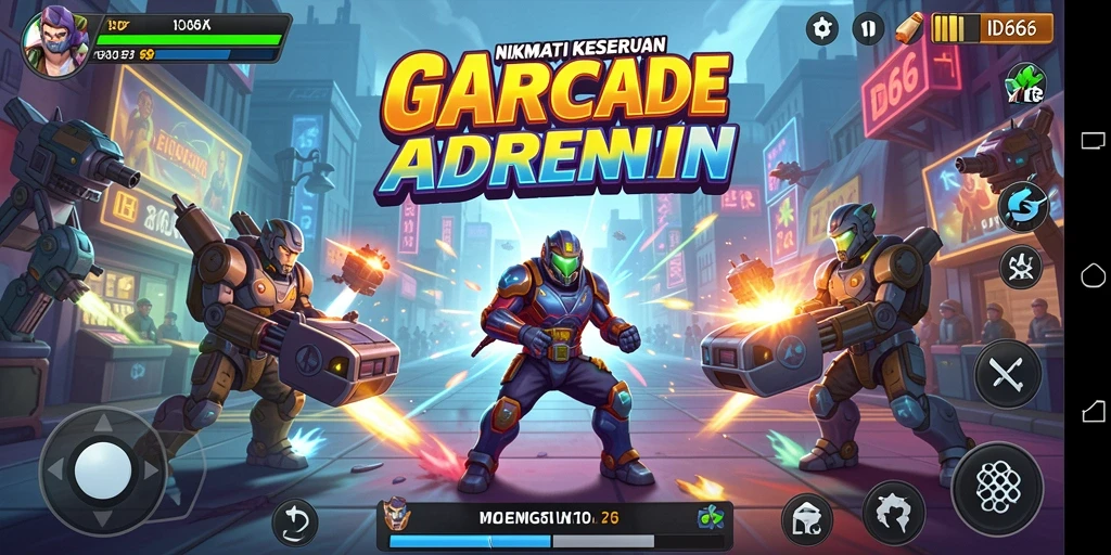 Tangkapan layar gameplay ID66 yang menampilkan aksi seru dalam permainan Arcade.