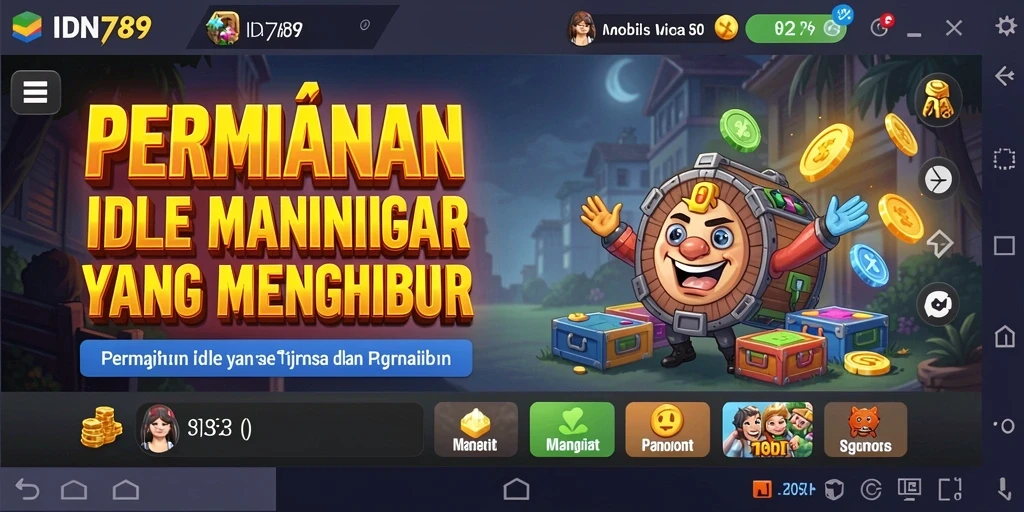 Tampilan gameplay IDN789 yang menunjukkan kemajuan koloni Idle.
