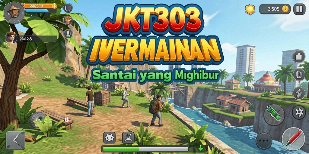 Screenshot utama JKT303 menampilkan grafis ceria dan gameplay santai.