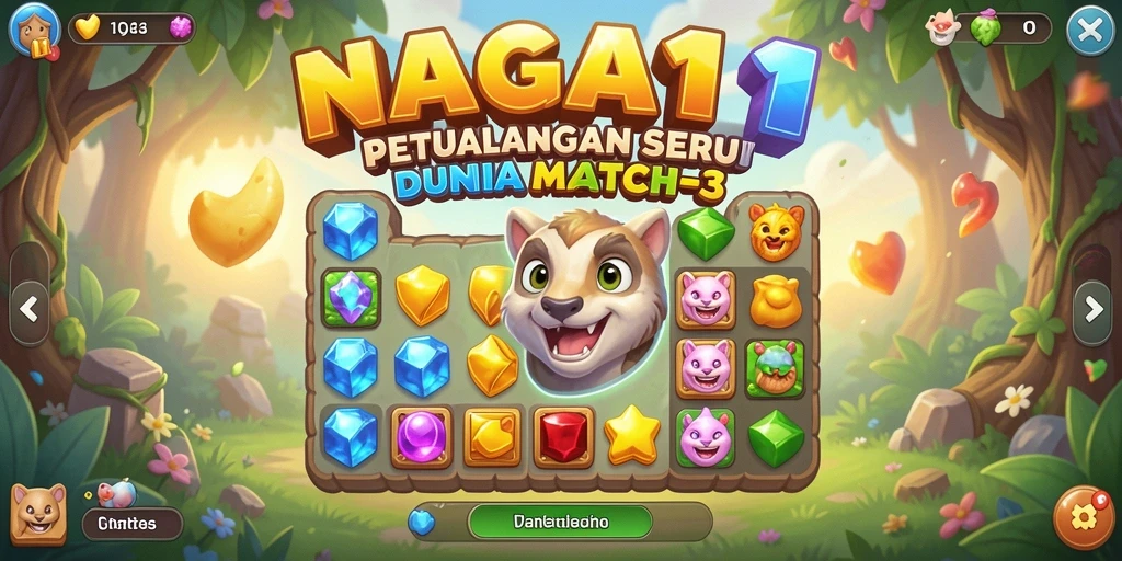 Tampilan seru gameplay NAGA11 dengan kombinasi objek Match-3.