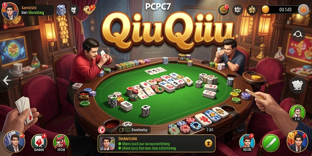 Screenshot gameplay PCPC7 menunjukkan aksi seru permainan QiuQiu.