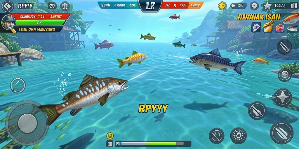Tampilan menarik saat menembak ikan di bawah laut.