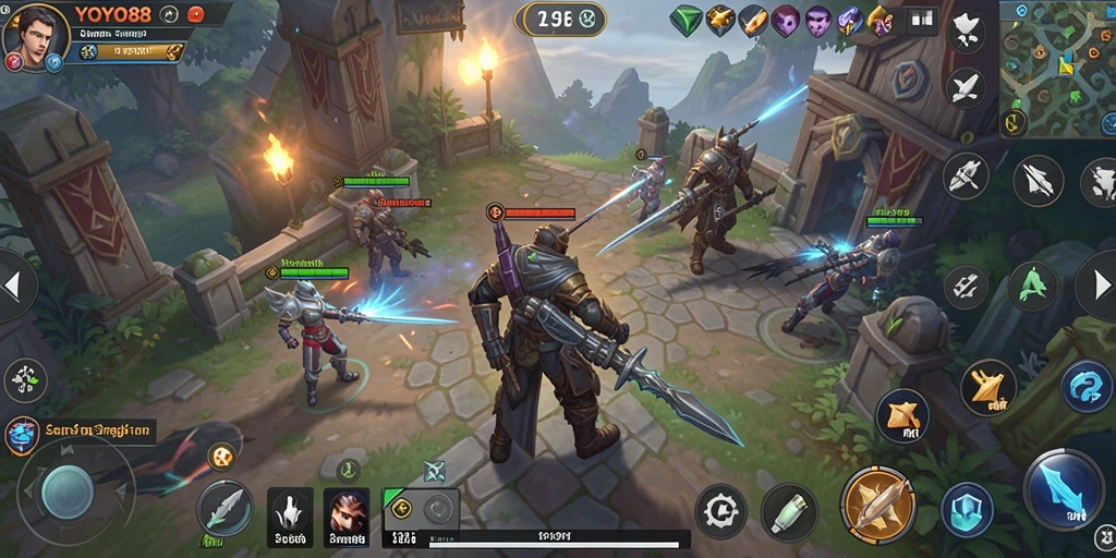 Tampilan gameplay seru di YOYO88 yang menampilkan pertempuran dan strategi.