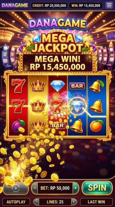 Tampilan utama aplikasi danagame dengan berbagai pilihan aplikasi.